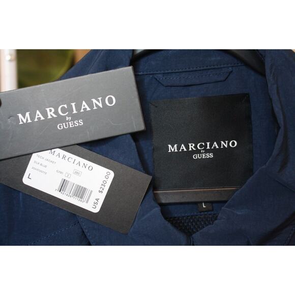 Marciano By Guess Men's Large Tech Full-Zip Jacket Water Repellent Silk Blue - Picture 4 of 12